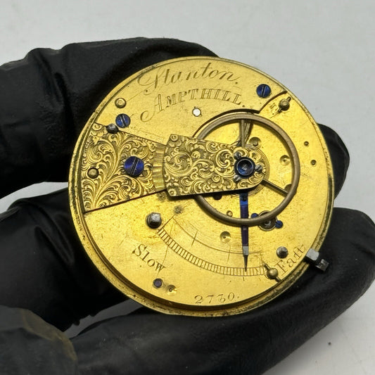 41.9mm Hanton Amptill Bedfordshire Fusee No Chain Watch Movement FOR PARTS