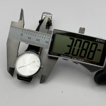 Lowrys Arm Ladies Quartz Watch White Dial Black Strap Japan Working 28mm