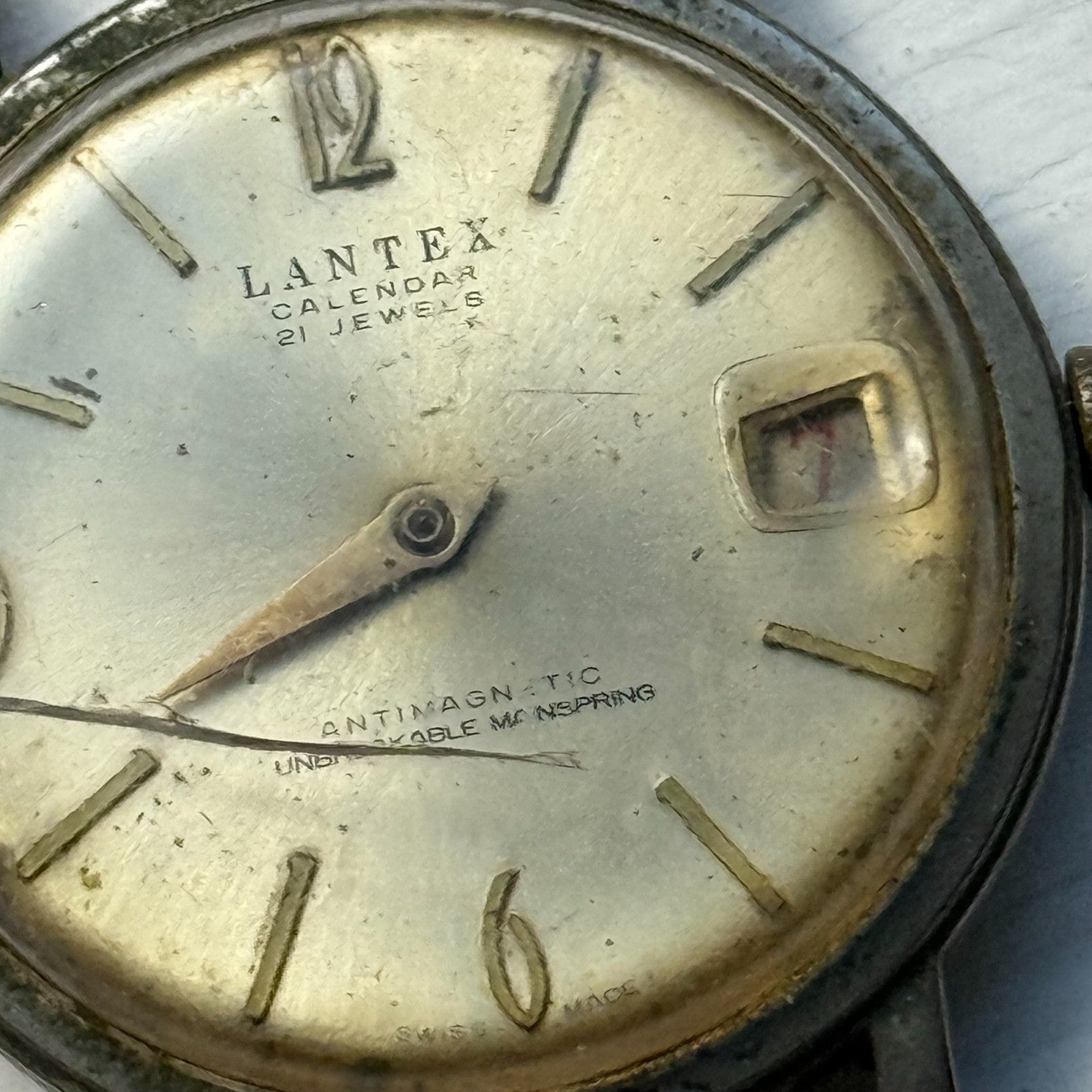 34mm Men's Vintage BFG Lantex Calendar 21 Jewels Antimagnetic Watch PARTS