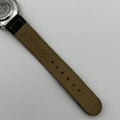 Scene Ladies Quartz Watch Black Dial Yellow Leather Strap Working 32mm