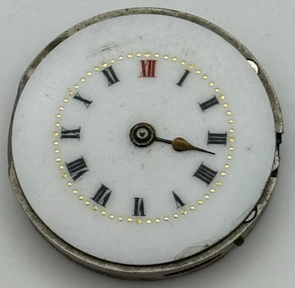 23.6mm Unidentified Porcelain Dial Trench Watch Movement Manual Wind FOR PARTS