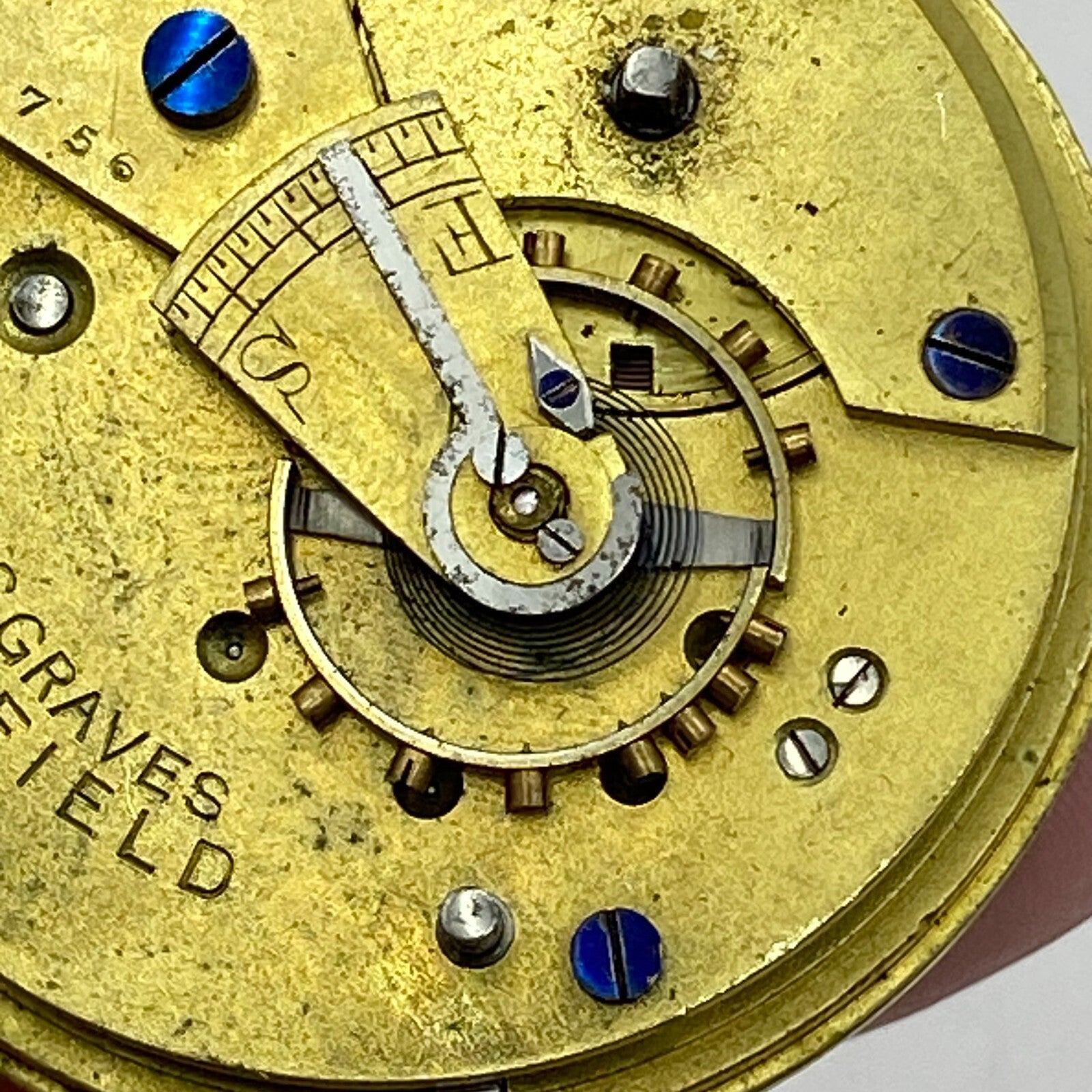 44.9mm Antique J G Graves The English Express Lever Pocket Watch Movement PARTS