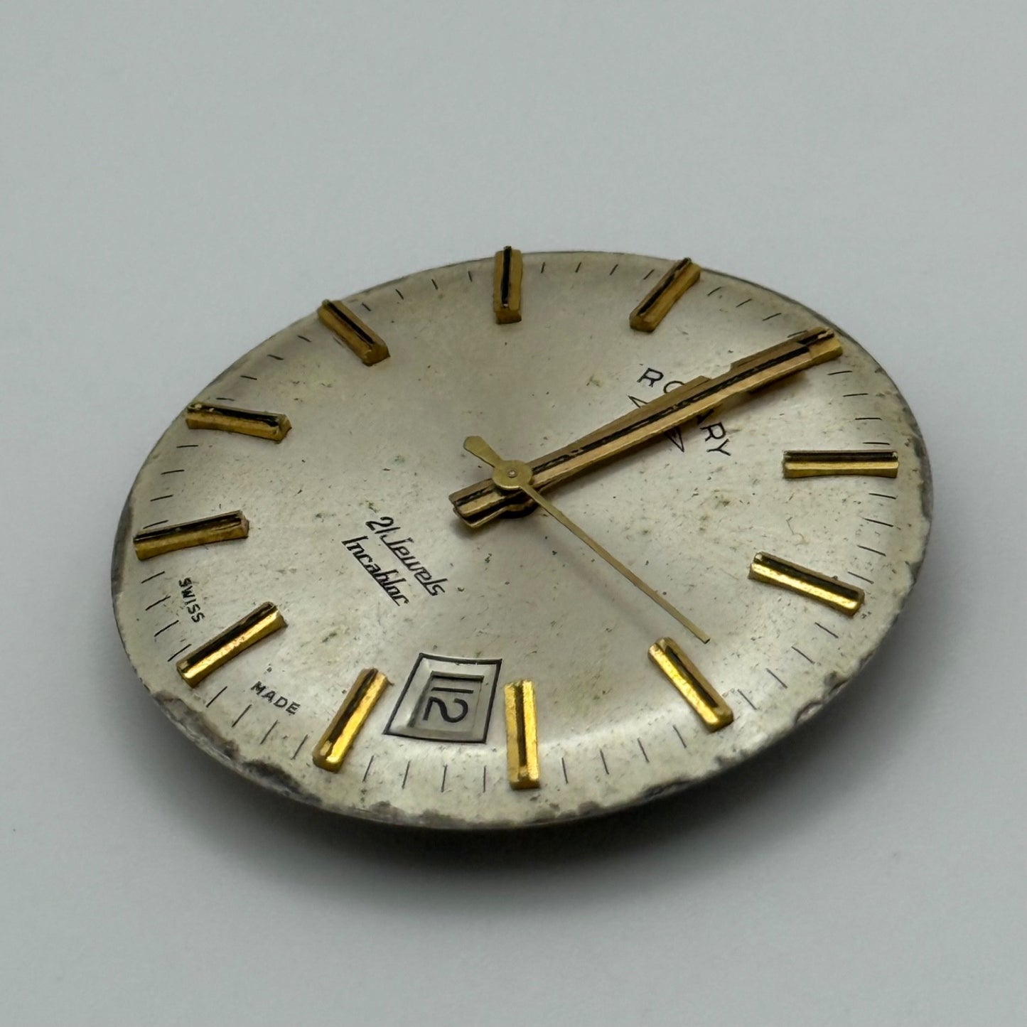 Rotary AS 2061 Watch Movement Manual Wind Date At 4.5 Vintage Swiss Parts 25.9mm