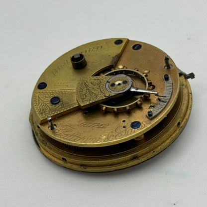 46.5mm Fattoroni & Sons Bradford Chronometer Makers Pocket Watch Movement PARTS