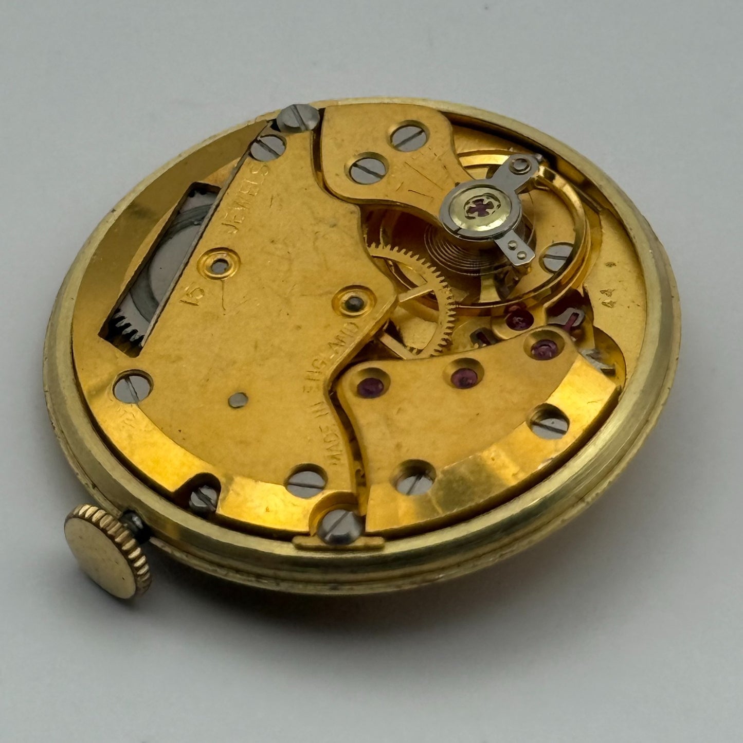 Smiths De Luxe 44 15 Jewels Watch Movement Manual Wind Vintage Parts 29.1mm