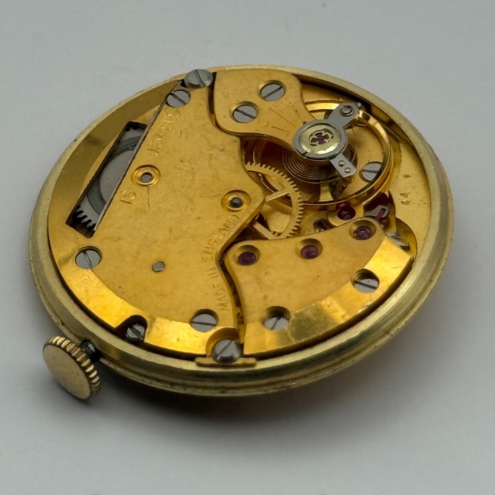Smiths De Luxe 44 15 Jewels Watch Movement Manual Wind Vintage Parts 29.1mm