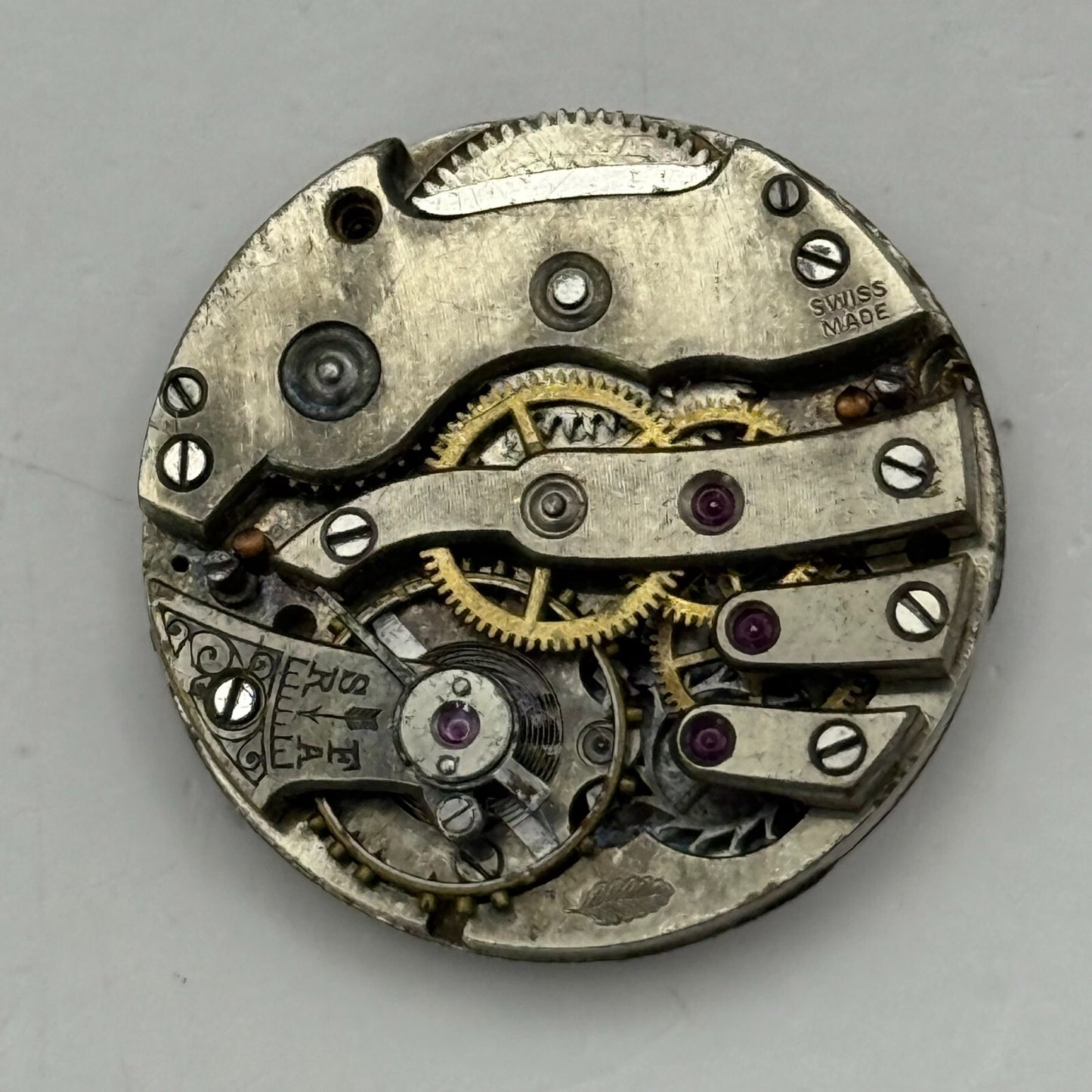 23.5mm Vintage Unidentified Leaf Mark Trench Watch Movement Manual Wind PARTS