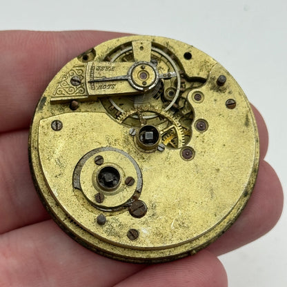 43mm Antique W E Watts The Greenwich Lever Key Wound Pocket Watch Movement PARTS