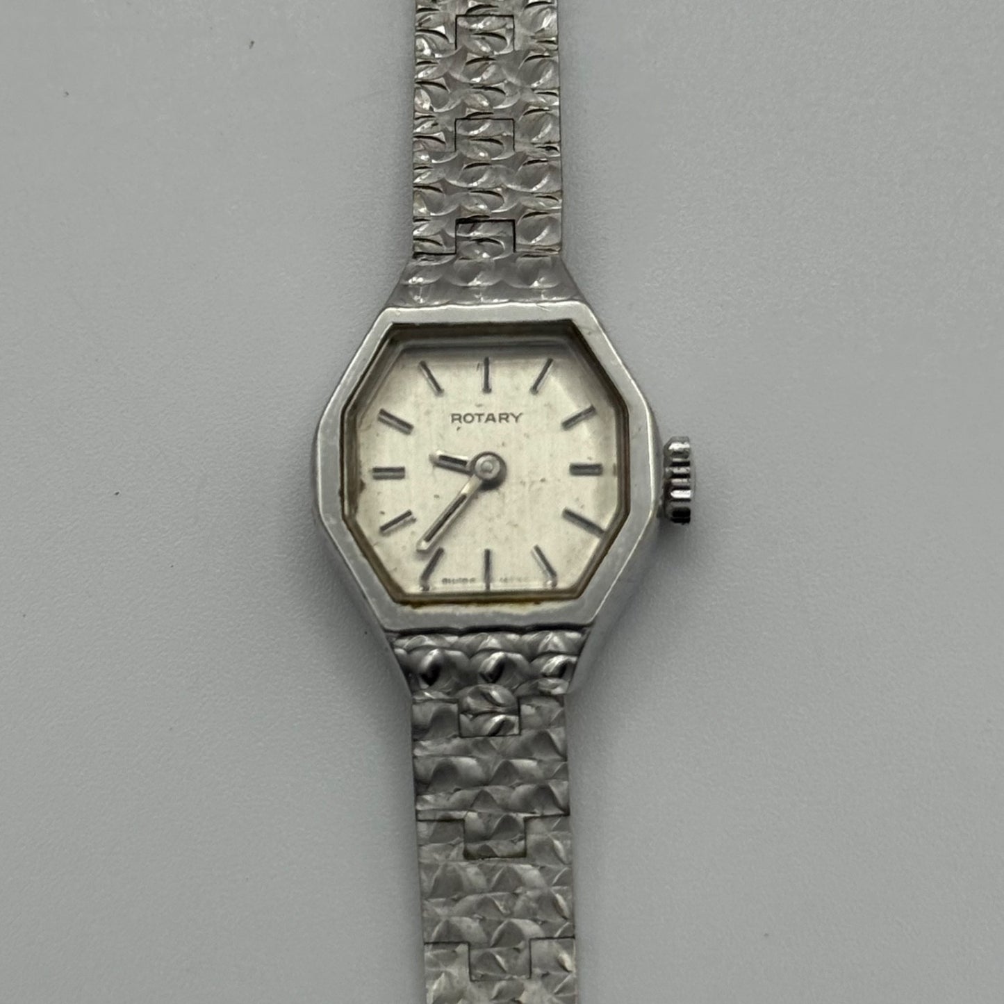 19mm Running Vintage Ladies Rotary Swiss Silver Tone Manual Wind Watch PARTS