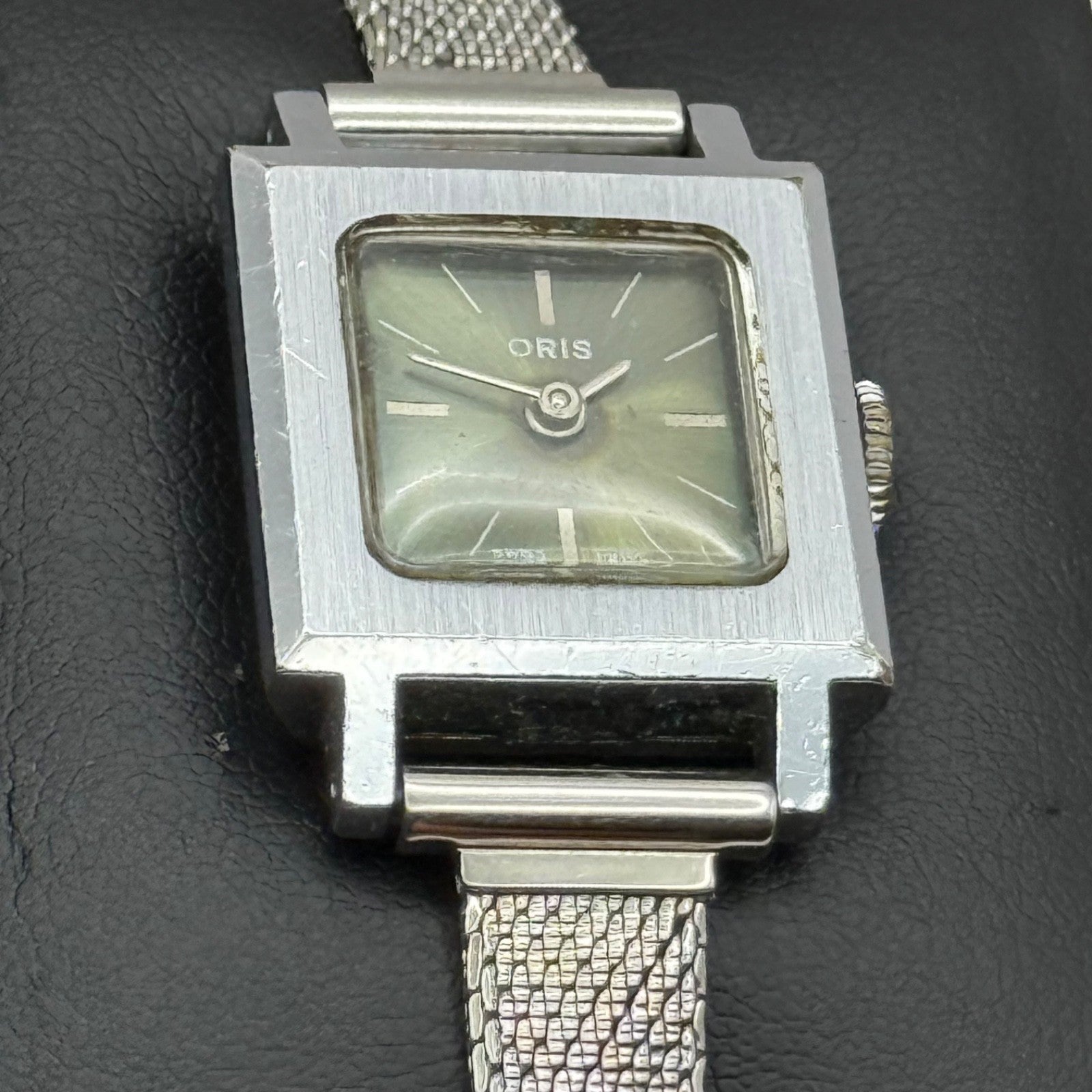 20mm 1970s Vintage Oris Green Dial Ladies Engraved Manual Wind Watch PARTS