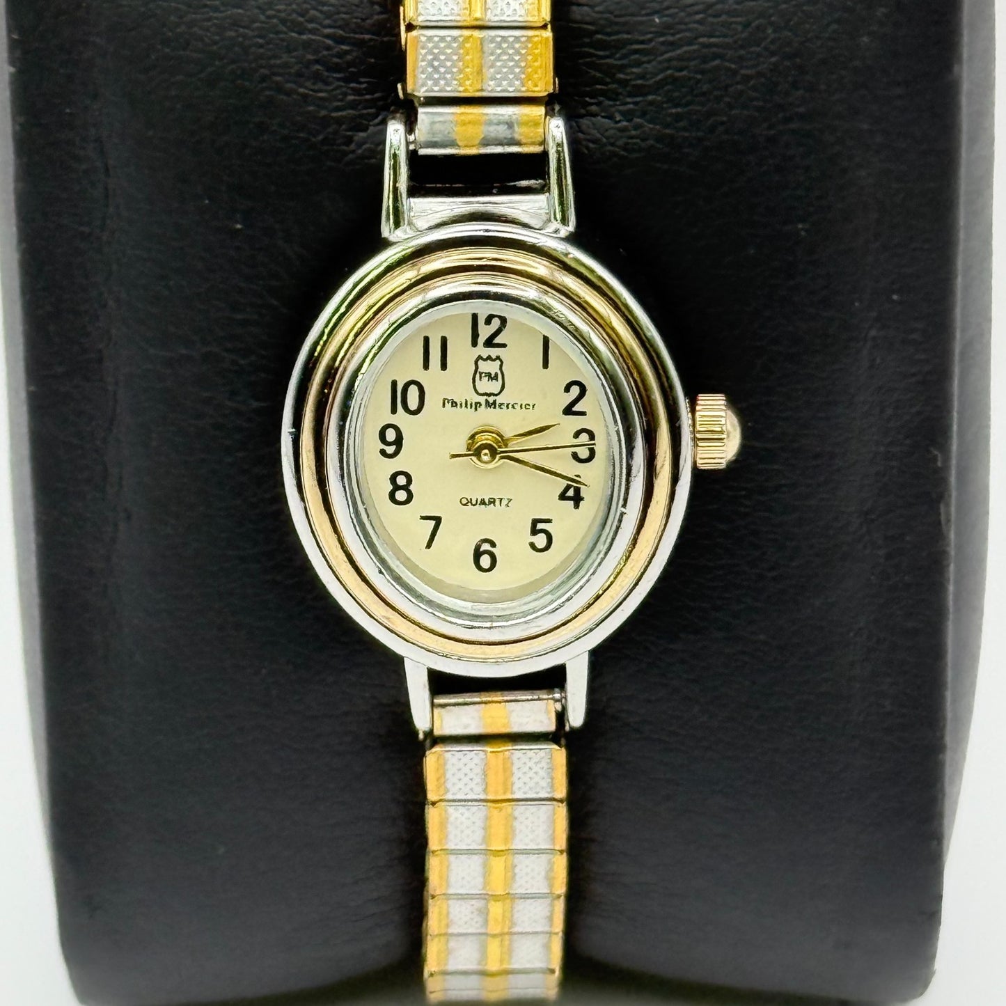Philip Mercier Ladies Quartz Watch Two Tone Stretch Band Working 19mm