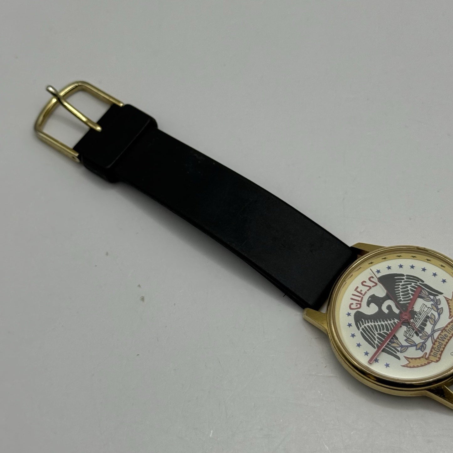 30mm Working Ladies Guess In God We Trust Hong Kong Gold Plated Quartz Watch