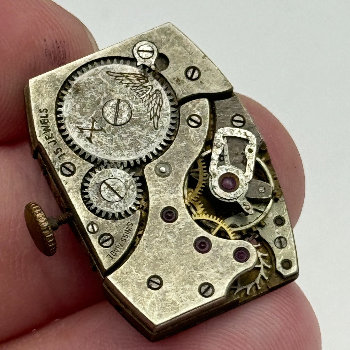 19mm Peseux P Rotary Maximus 15 Jewels Tank Manual Wind Watch Movement PARTS