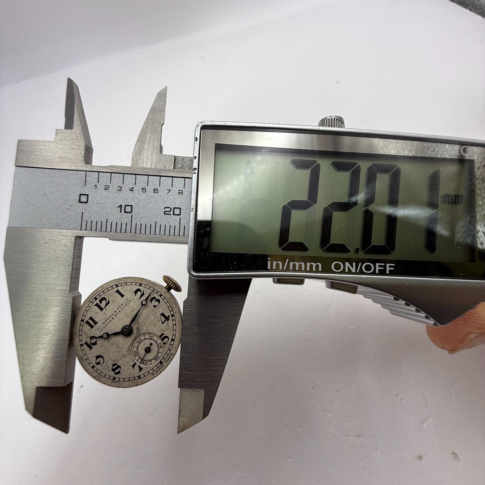 22mm Vintage HL Brown & Son London & Sheffield Manual Wind Watch Movement PARTS