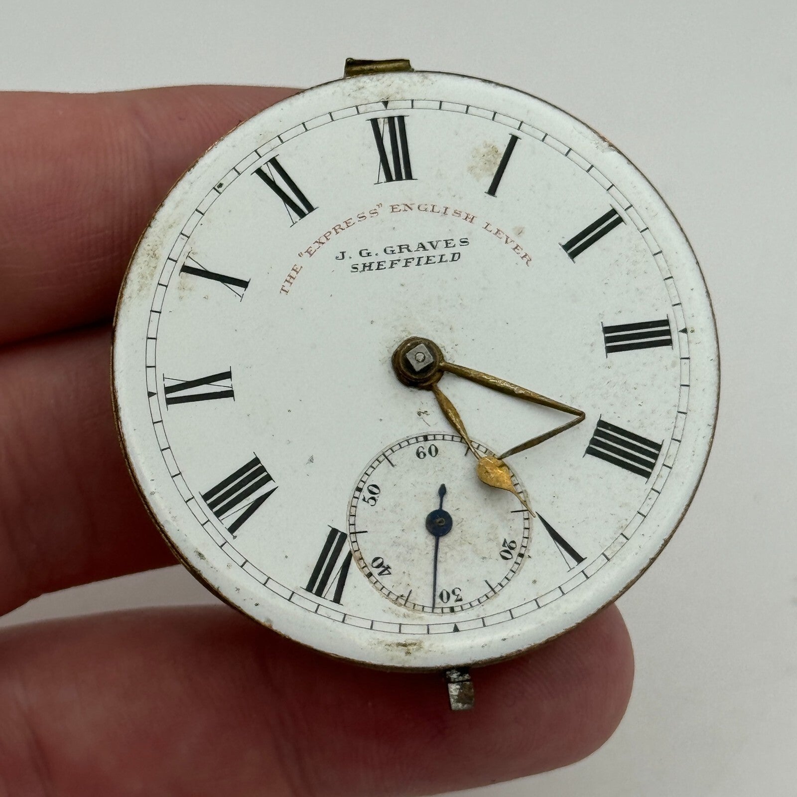 44.6mm Antique J G Graves English Express Lever Pocket Watch Movement PARTS