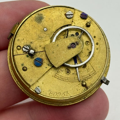 35.8mm Antique Key Wound Pocket Watch Movement PARTS REPAIR SPARES