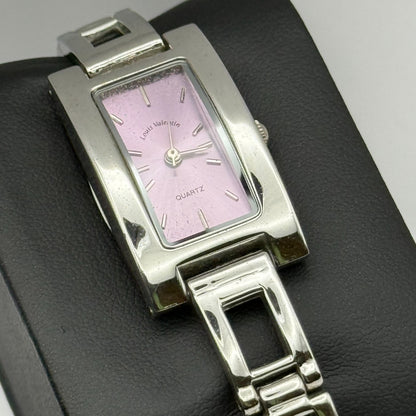Louis Valentine Ladies Quartz Watch Purple Dial Silver Tone Japan Working 19mm