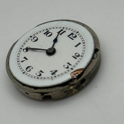24.1mm Unidentified Manual Wind Trench Watch Movement Dial Hands Vintage PARTS