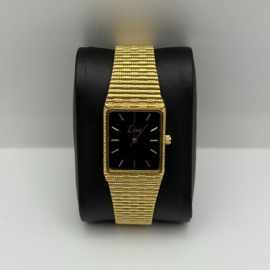 Limit Ladies Quartz Watch Black Dial Gold Tone Bracelet 24mm PARTS REPAIR