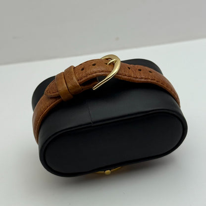 33mm Working Vintage Accurist 404000 Date Dial Leather Quartz Watch New Battery