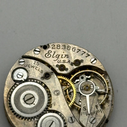 1925 Antique 10/0s Elgin 444 Model 4 American Watch Movement PARTS REPAIR