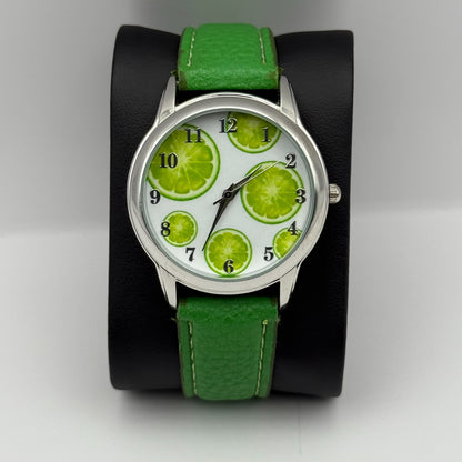 Eve Mon Crios Ladies Quartz Watch Lime Slice Dial Green Strap Japan Working 36mm