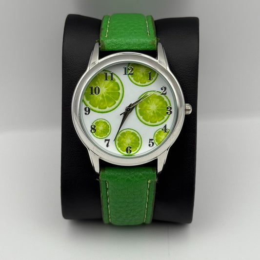 Eve Mon Crios Ladies Quartz Watch Lime Slice Dial Green Strap Japan Working 36mm