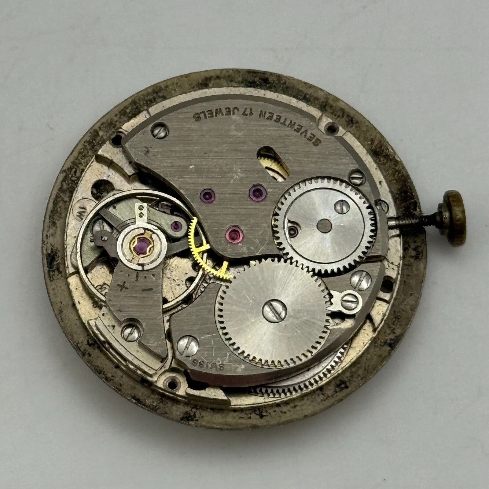 25.5mm Vintage Rodania AS 1714-15 Swiss Manual Wind Watch Movement PARTS REPAIR