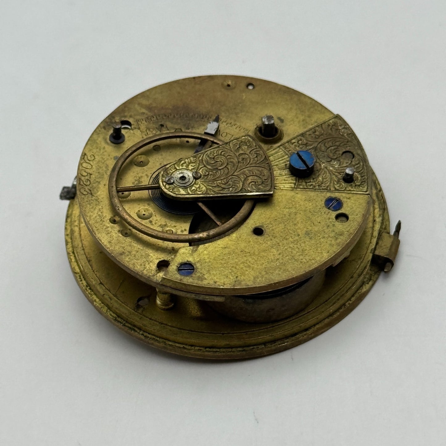 Fusee Pocket Watch Movement Antique English Key Wound Parts Repair Spares 46.4mm