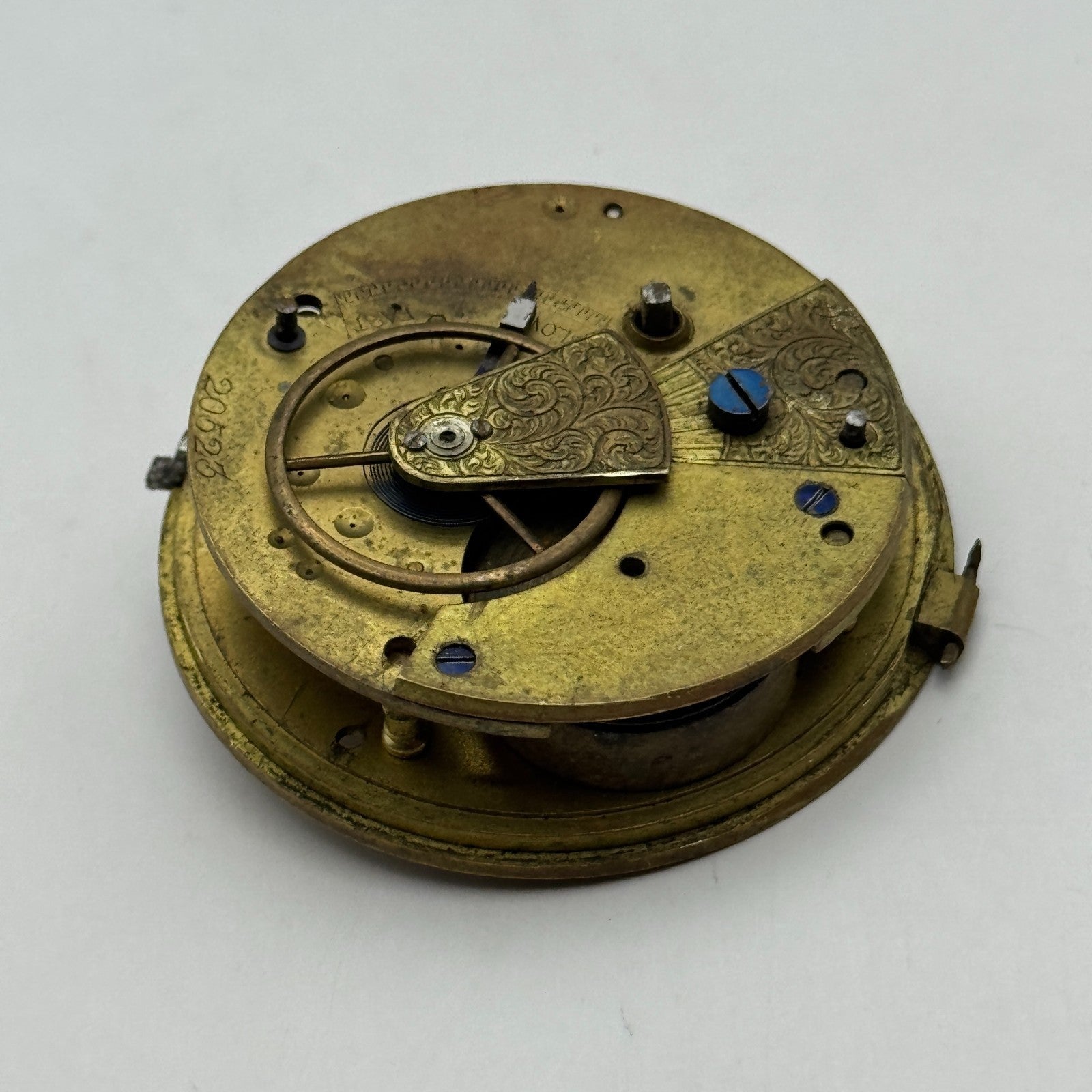 Fusee Pocket Watch Movement Antique English Key Wound Parts Repair Spares 46.4mm