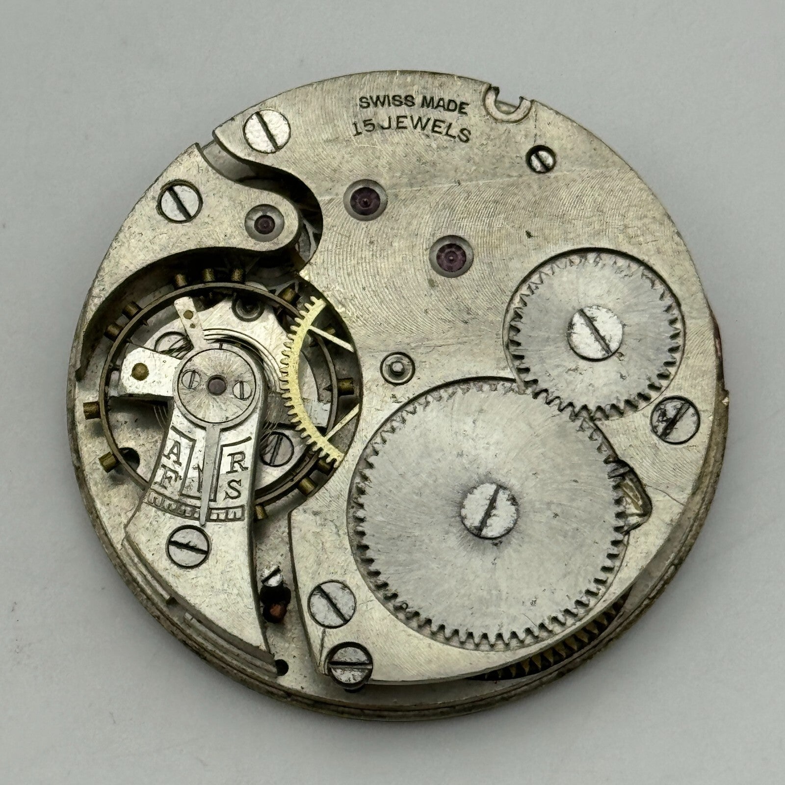 43mm Hunter 15 Jewels Swiss Balance Ok Pocket Watch Movement PARTS REPAIR