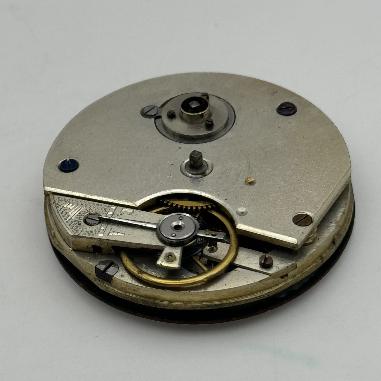 42.7mm Antique Key Wound Balance Intact Pocket Watch Movement Dial Hands PARTS