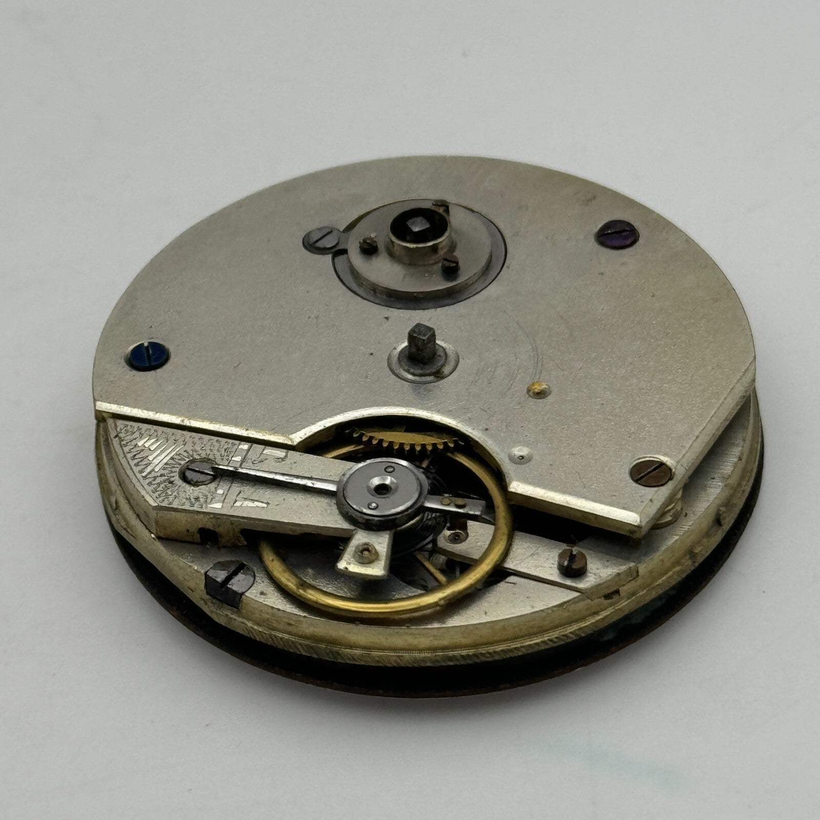 42.7mm Antique Key Wound Balance Intact Pocket Watch Movement Dial Hands PARTS