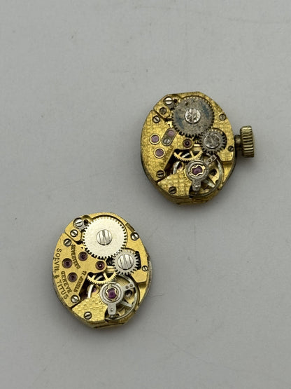 12.9mm Vintage Bundle AS 1977-2 Manual Wind Swiss Watch Movements x2 REPAIR
