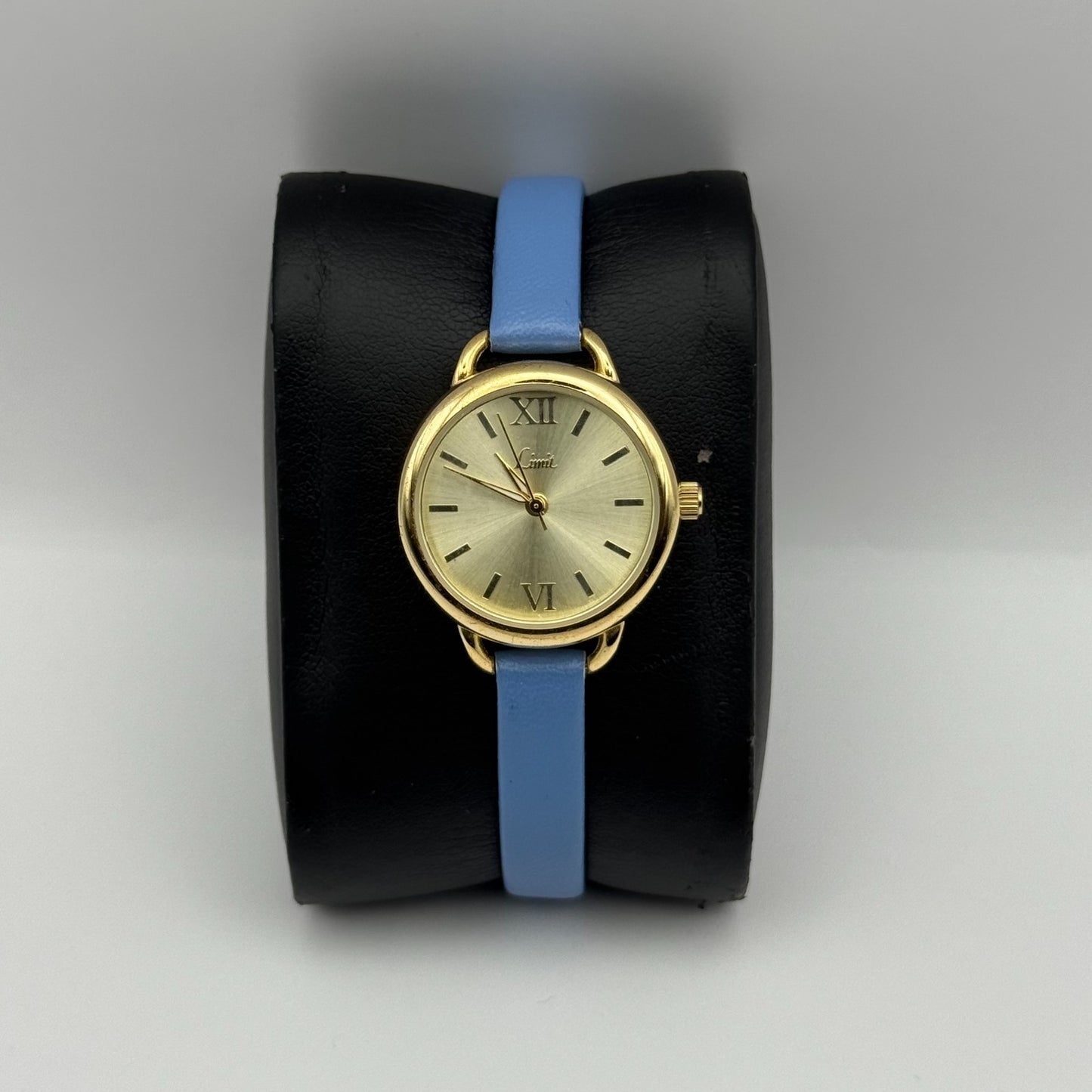 Limit Ladies Quartz Watch Gold Tone Blue Strap Working 25mm New Battery