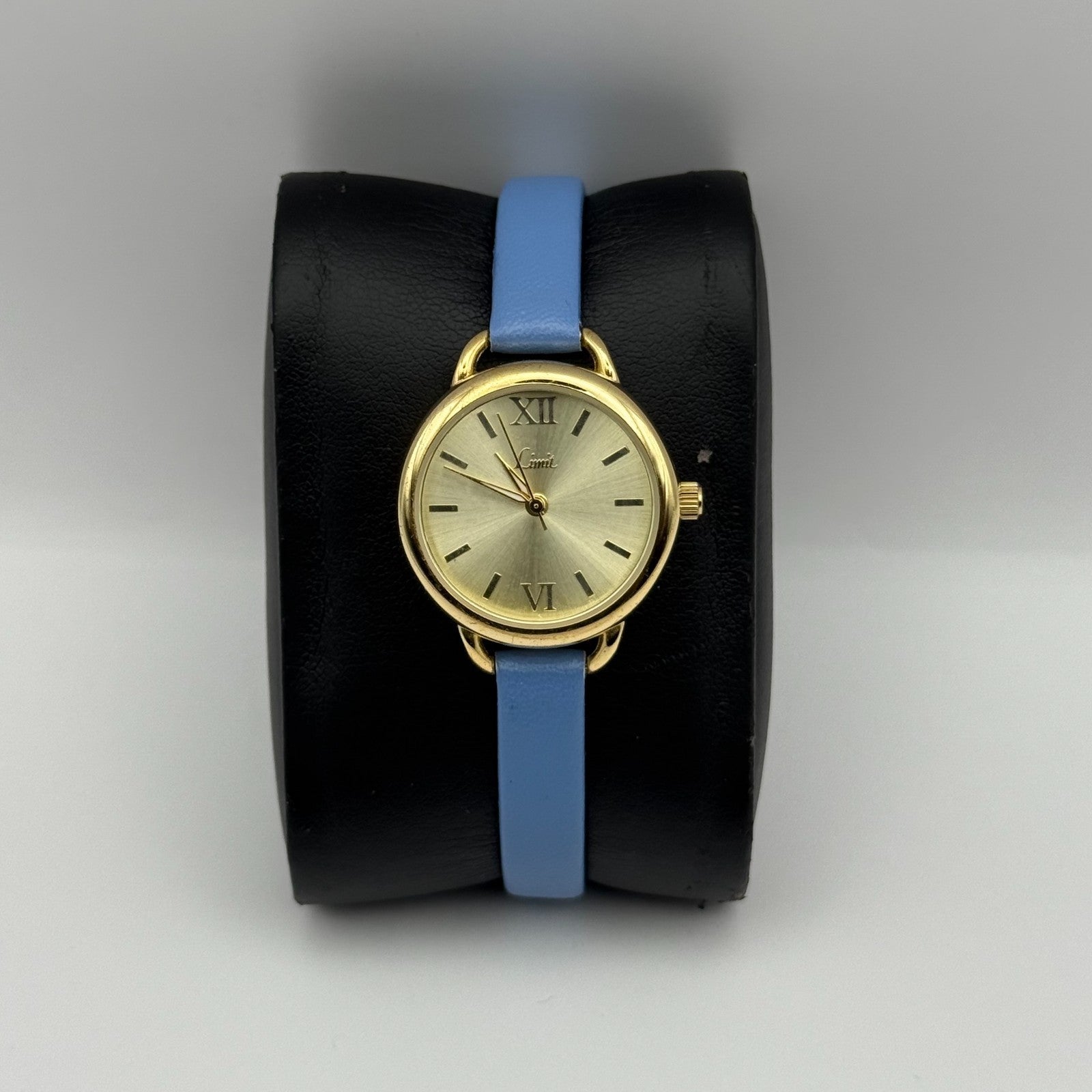 Limit Ladies Quartz Watch Gold Tone Blue Strap Working 25mm New Battery