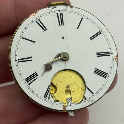 43.2mm Antique Key Wound Pocket Watch Movement PARTS REPAIR SPARES