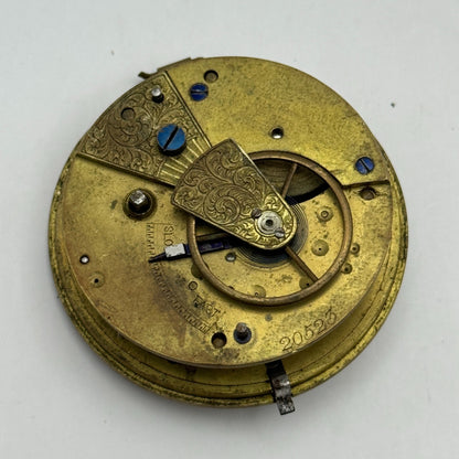 Fusee Pocket Watch Movement Antique English Key Wound Parts Repair Spares 46.4mm