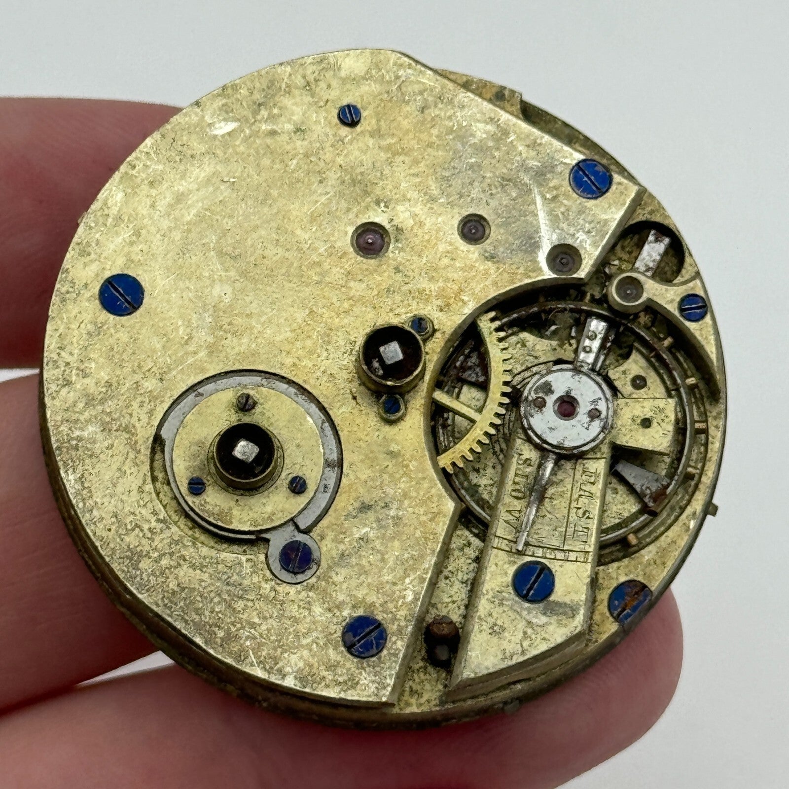 42.9mm Unidentified Antique Key Wound Pocket Watch Movement PARTS REPAIR SPARES