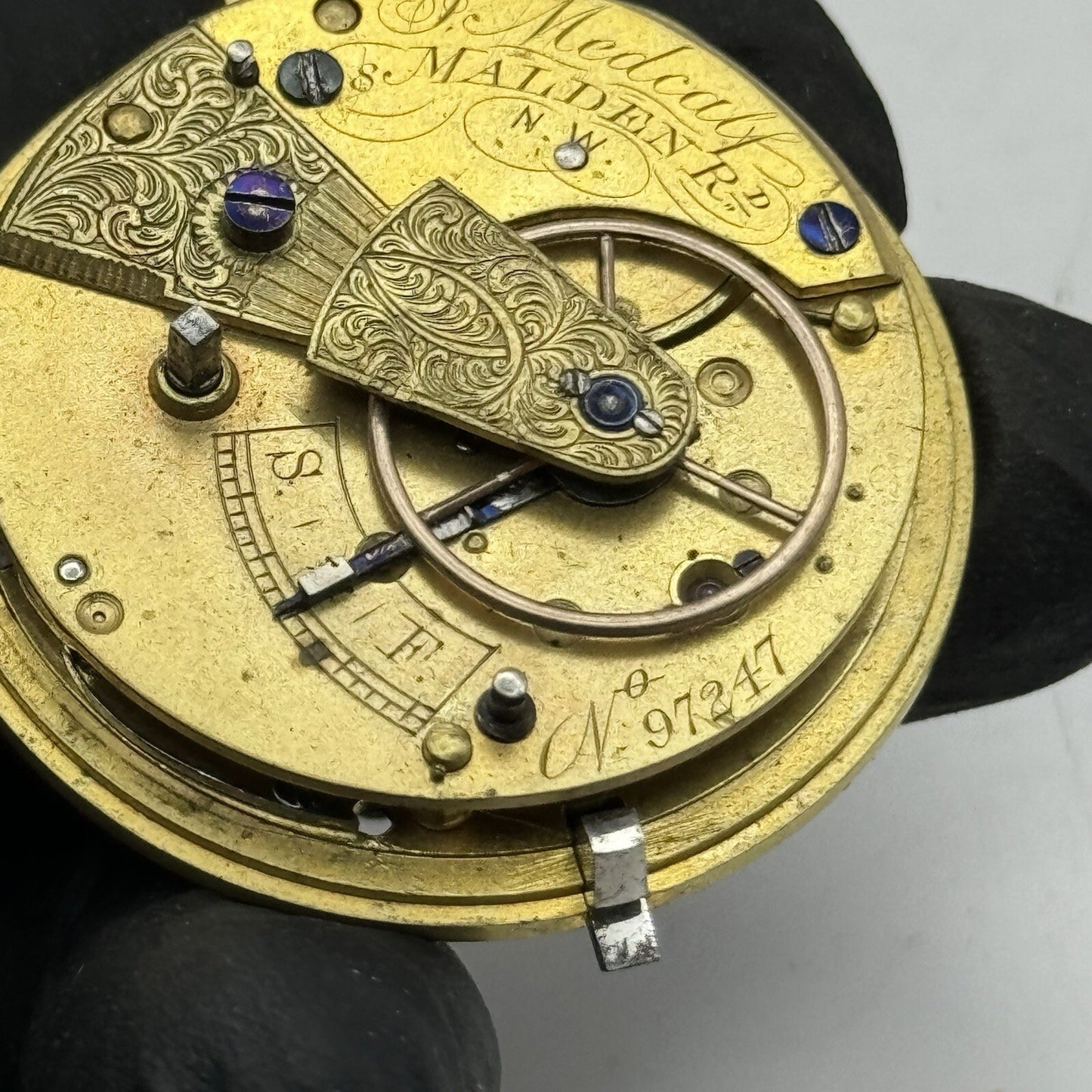 41.7mm J Medcalf Malden Road Antique Fusee Pocket Watch Movement FOR PARTS