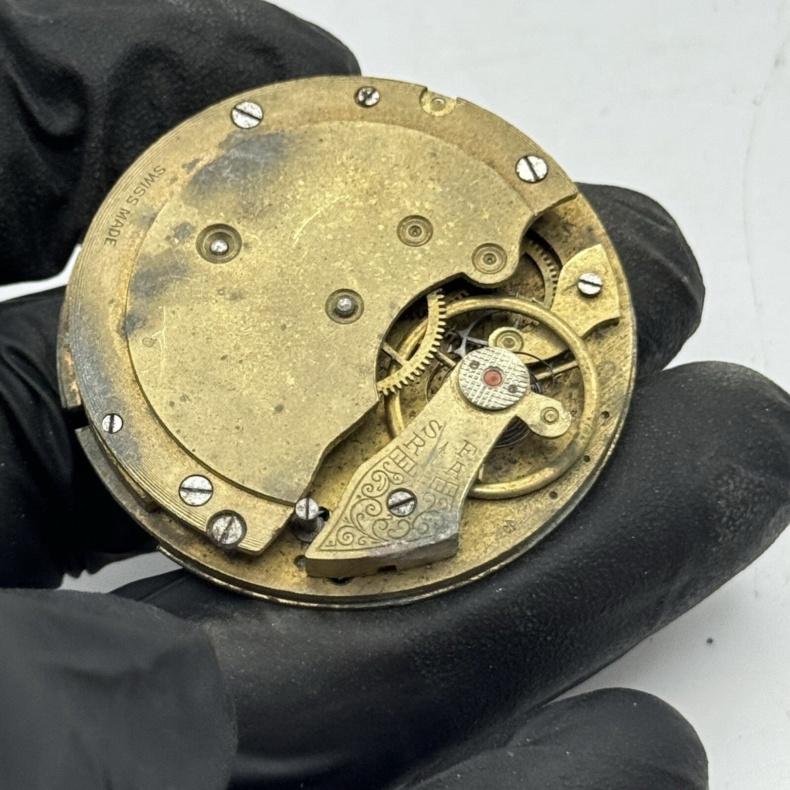 41.2mm Unidentified Swiss Antique Pocket Watch Movement FOR PARTS