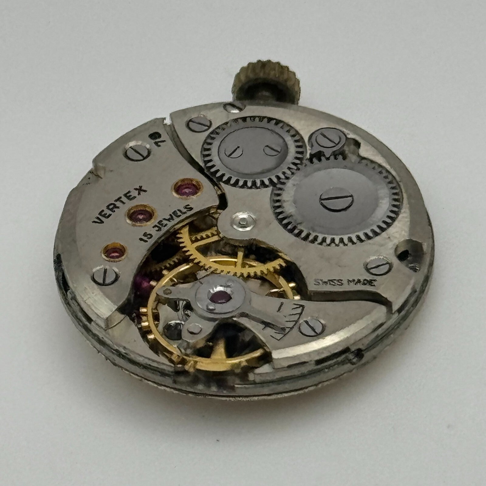 19.7mm Vertex Revue 78 Manual Wind Watch 15 Jewels Movement Swiss Vintage PARTS