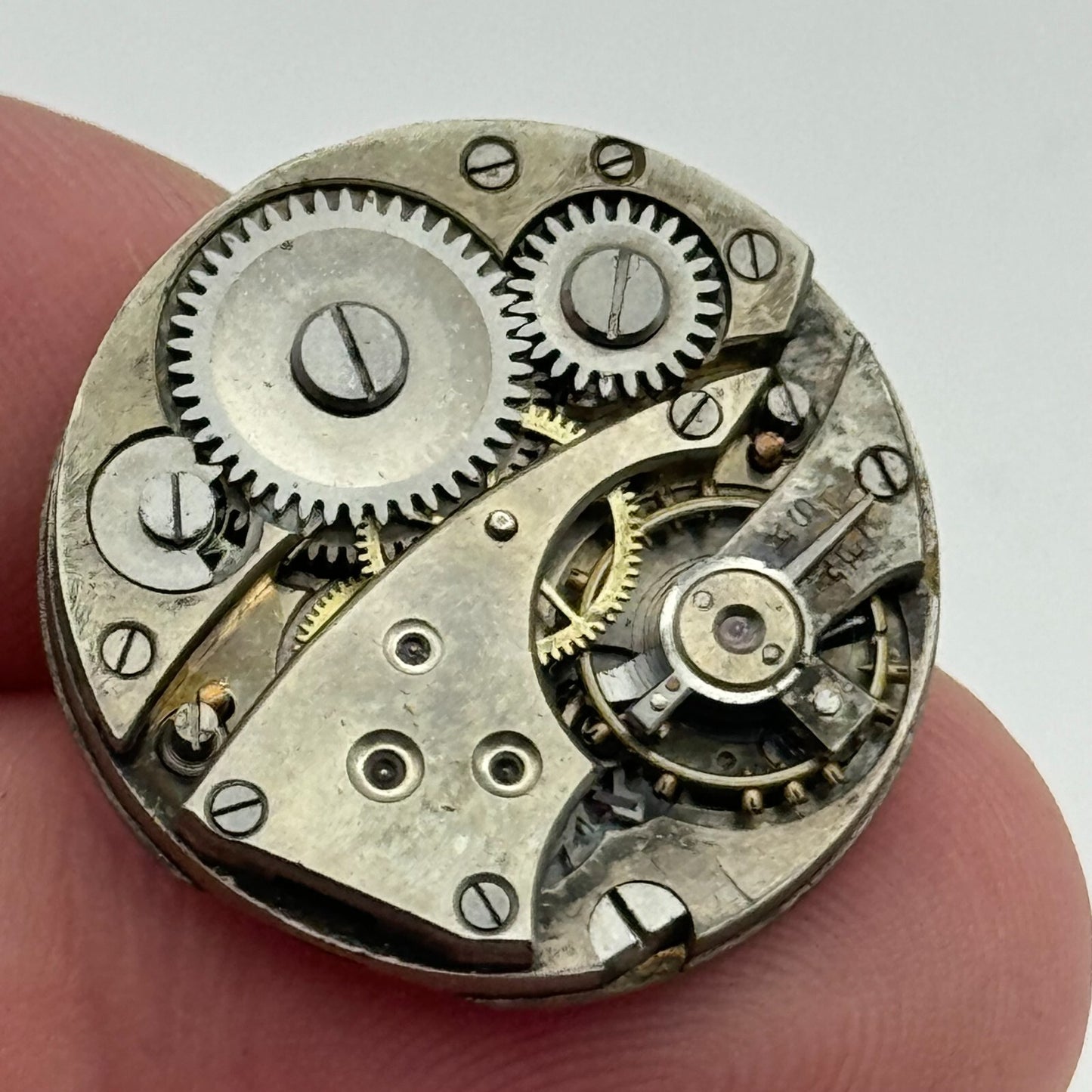 23.6mm Unidentified Porcelain Dial Trench Watch Movement Manual Wind FOR PARTS