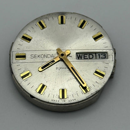 Slava 2428 Watch Movement Sekonda Day Date Manual Vintage Parts Repair 32.1mm