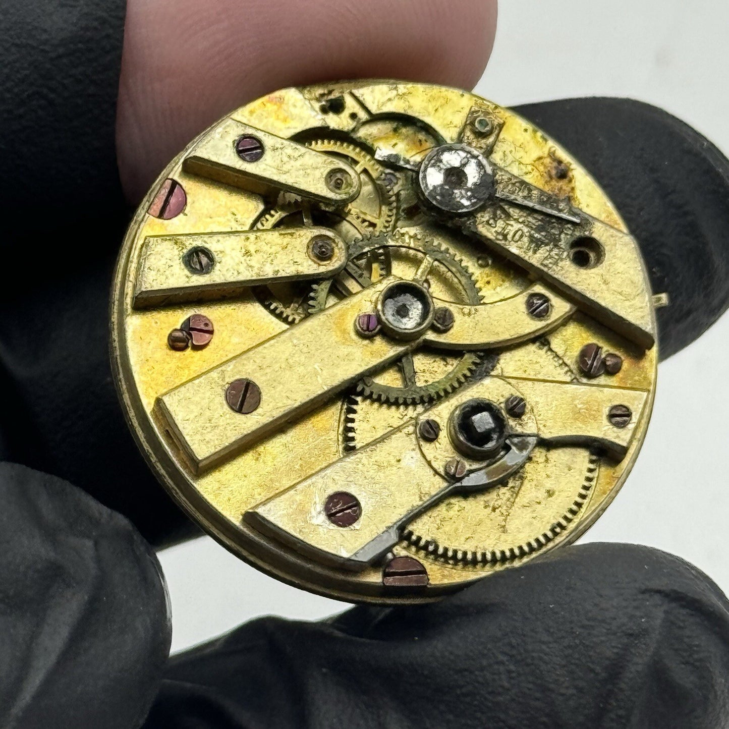 31.6mm Quality White Porcelain Dial Cylinder Watch Movement FOR PARTS