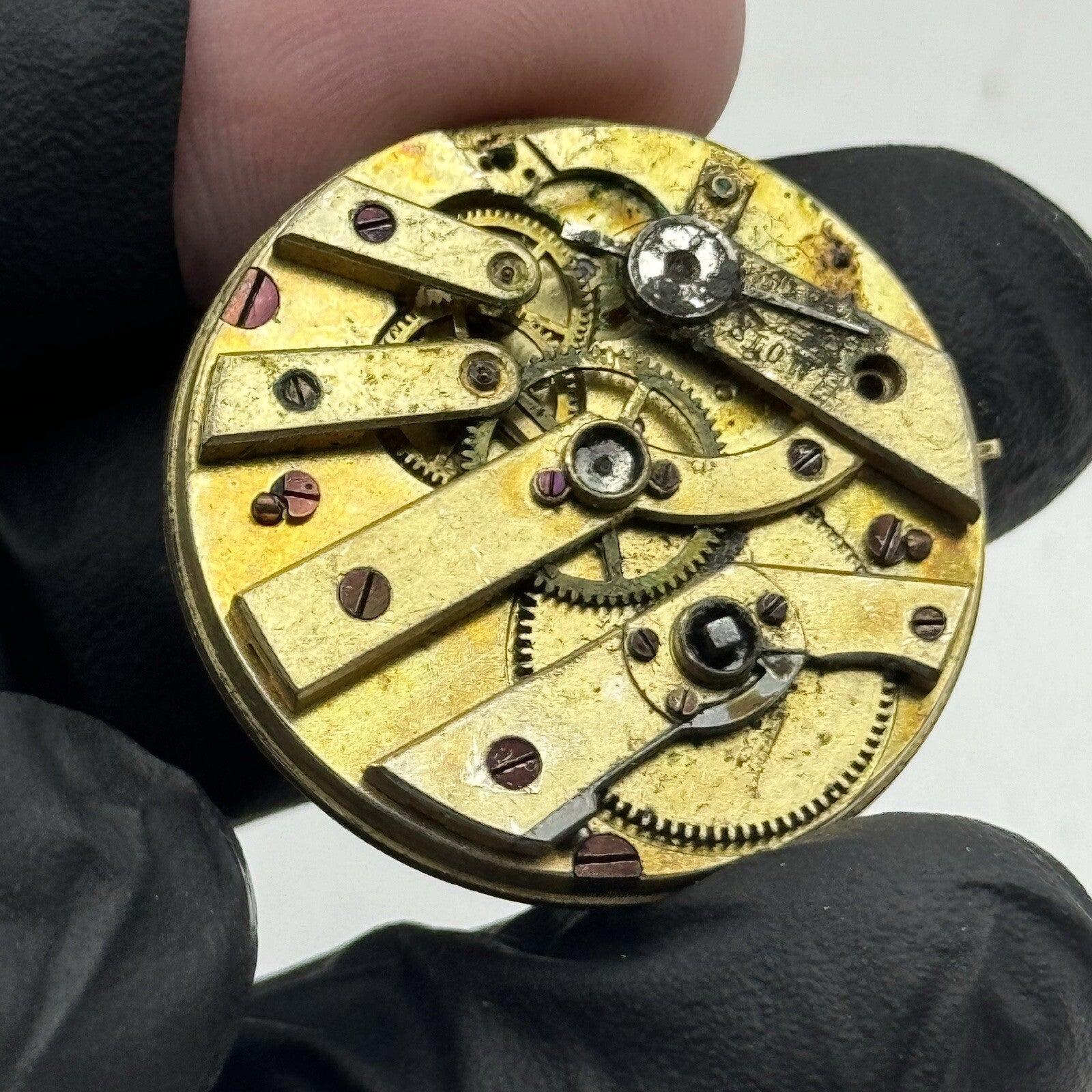 31.6mm Quality White Porcelain Dial Cylinder Watch Movement FOR PARTS