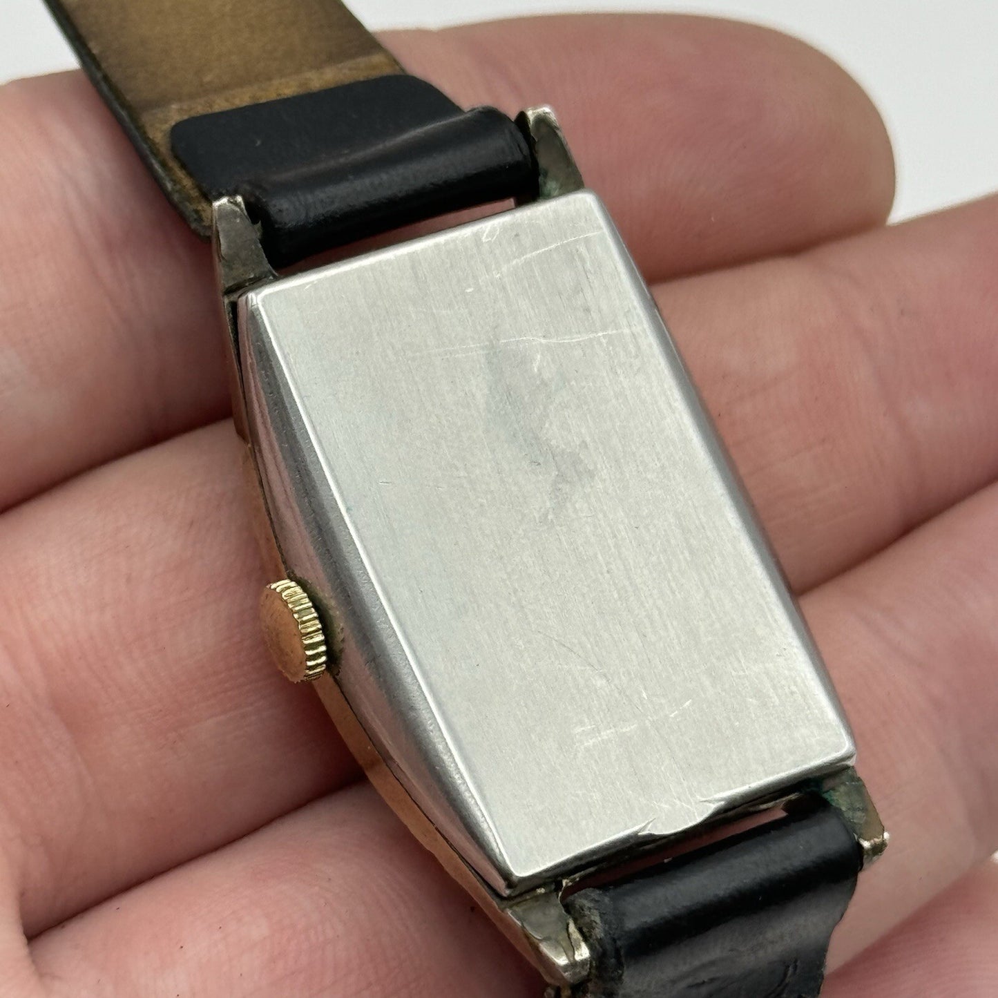 24mm RUNNING Gruen Precision 115 Curved Art Deco Tank Watch Vintage TO RESTORE