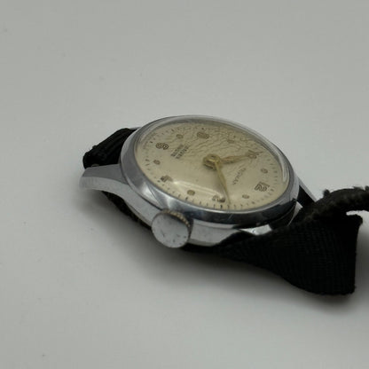 21mm Vintage Yeoman 15 Rubis Ladies Art Deco Fabric Strap Manual Watch PARTS