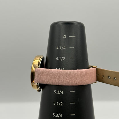 Lorus Ladies Quartz Watch Gold Tone Case Pink Leather Strap Japan Working 30mm