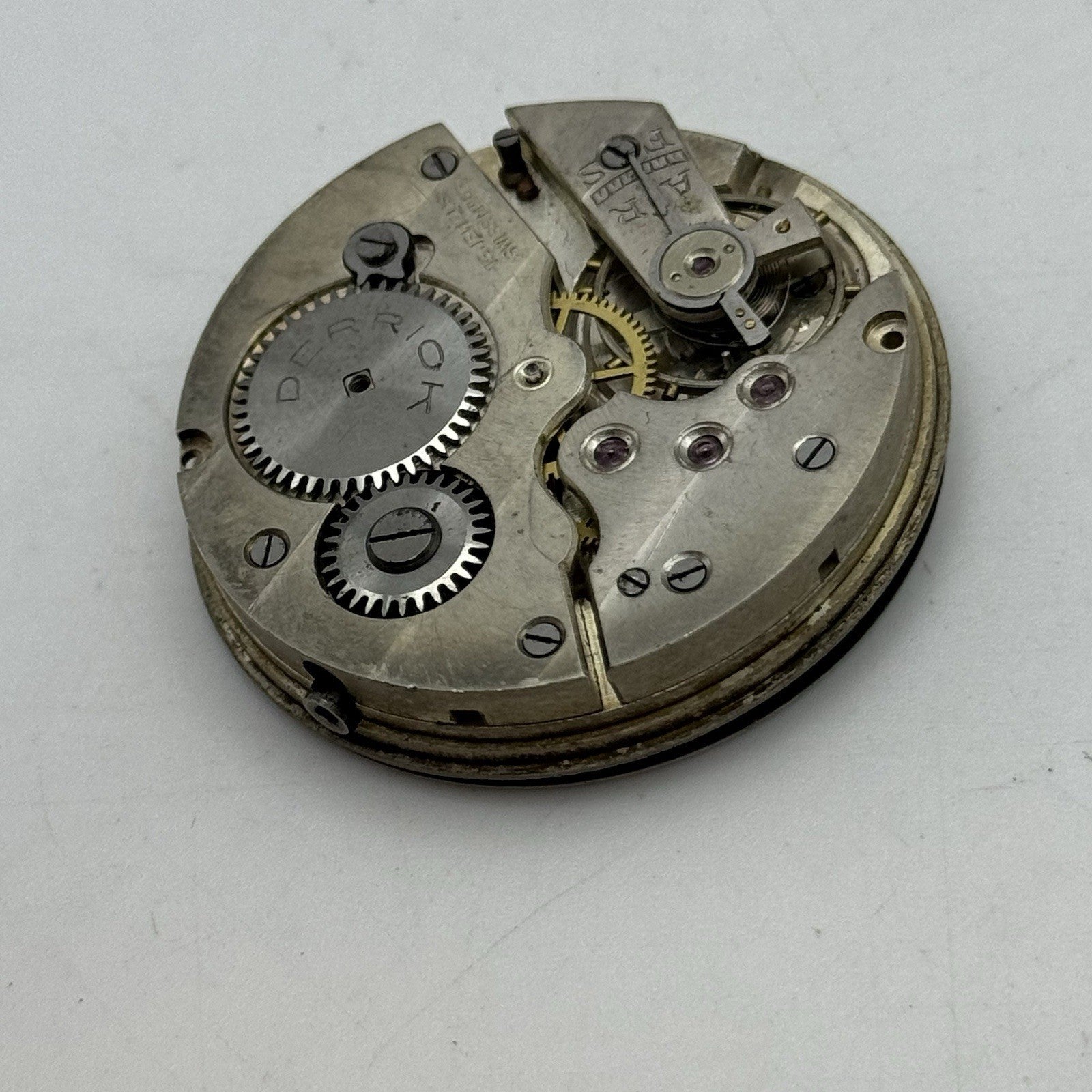 43mm Derrick 15 Jewels Swiss Vintage Hunter Pocket Watch Movement PARTS REPAIR